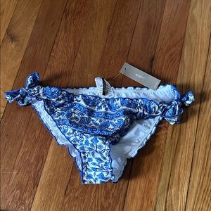 NWT J Crew Swim Bottom Ruffle-trim string bikini bottom in bandana block print